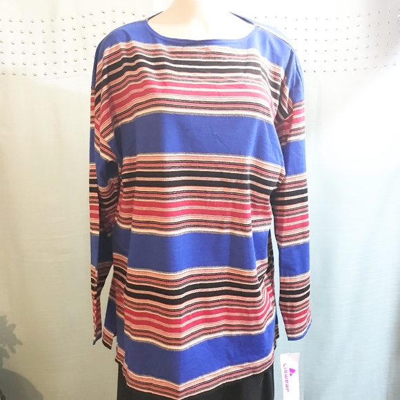 LIZWEAR Sweaters - NWT LIZWEAR striped long sleeve Cotton Sweater stripes 100% Cotton comfortable L